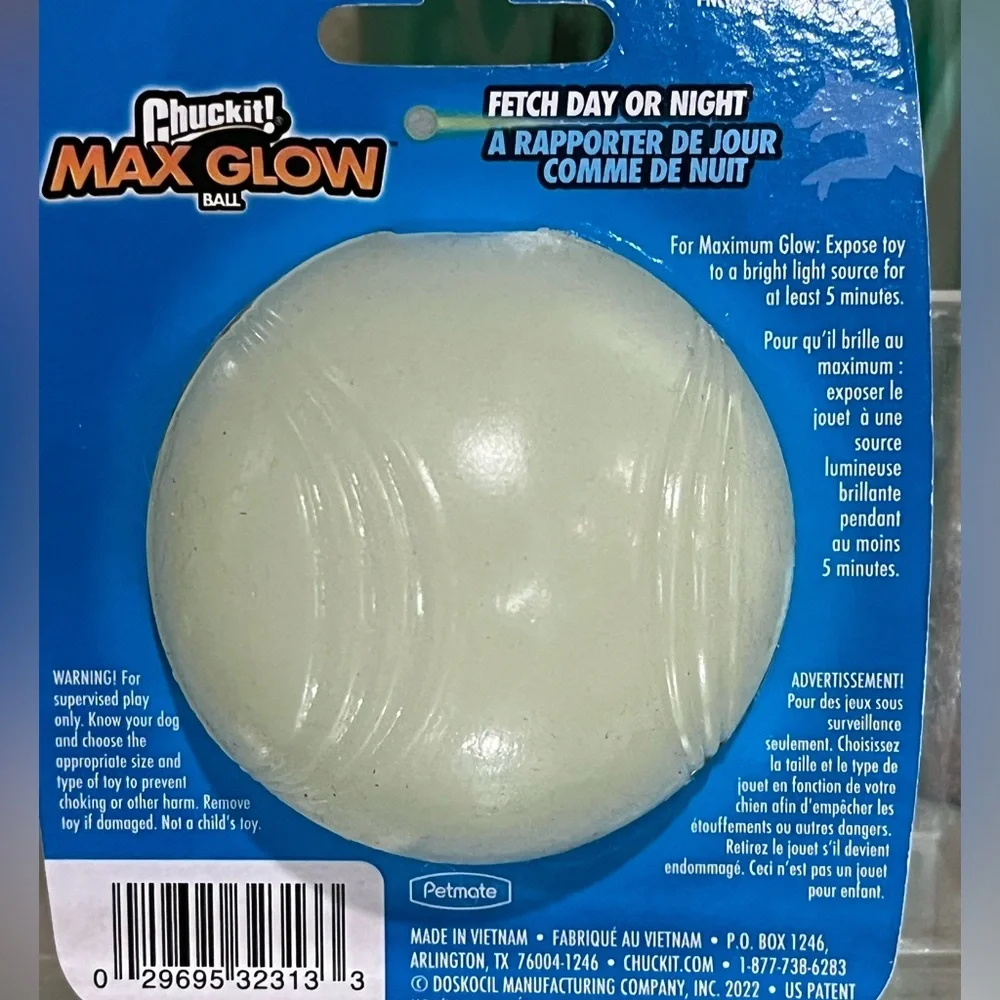 Chuckit! Max Glow Ball, Glow-in-the-Dark Medium size ball, new!